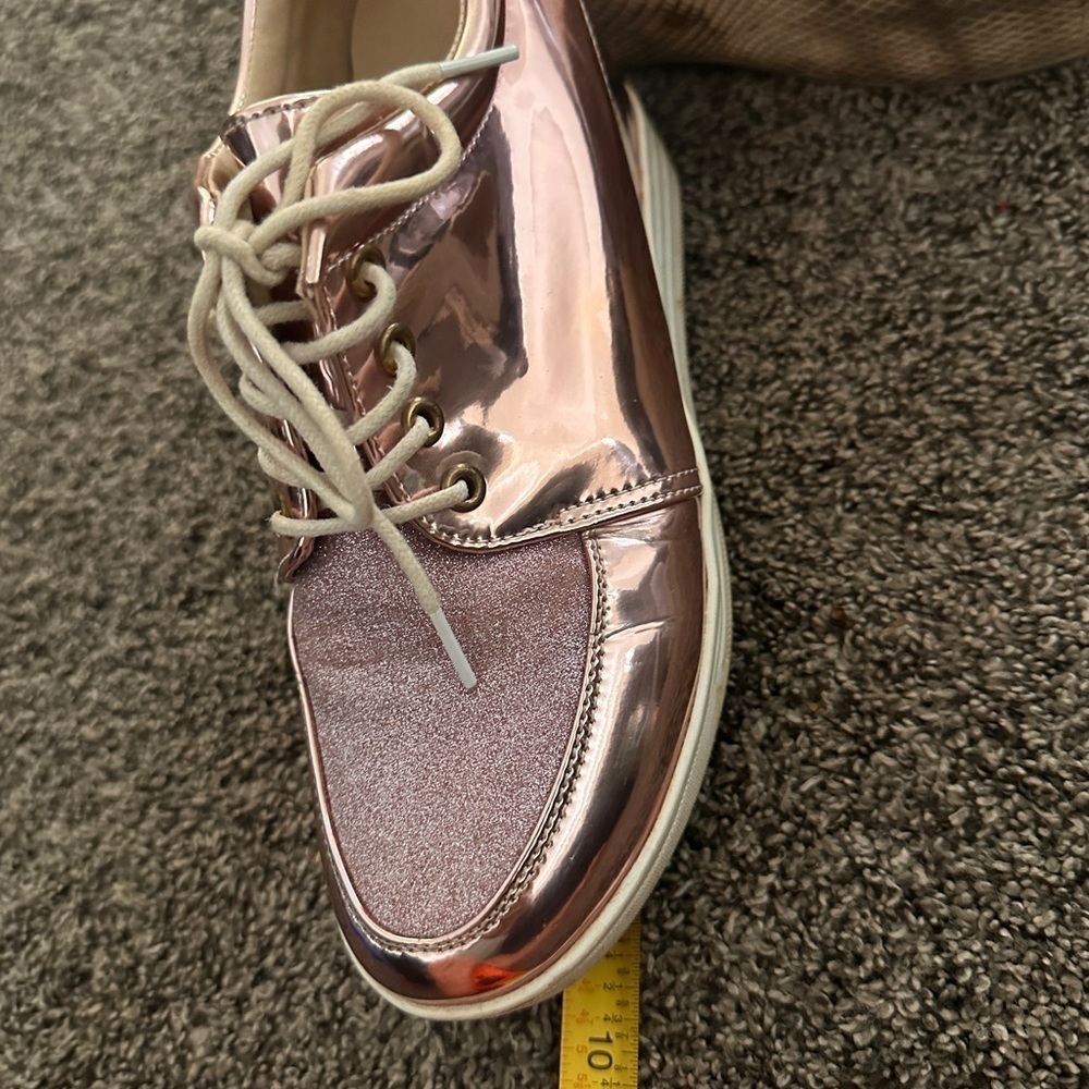 Rose Gold Glitter FUN Platform Sneakers Metallic Costume Fun Sole Shoes 8.5 - Picture 13 of 15